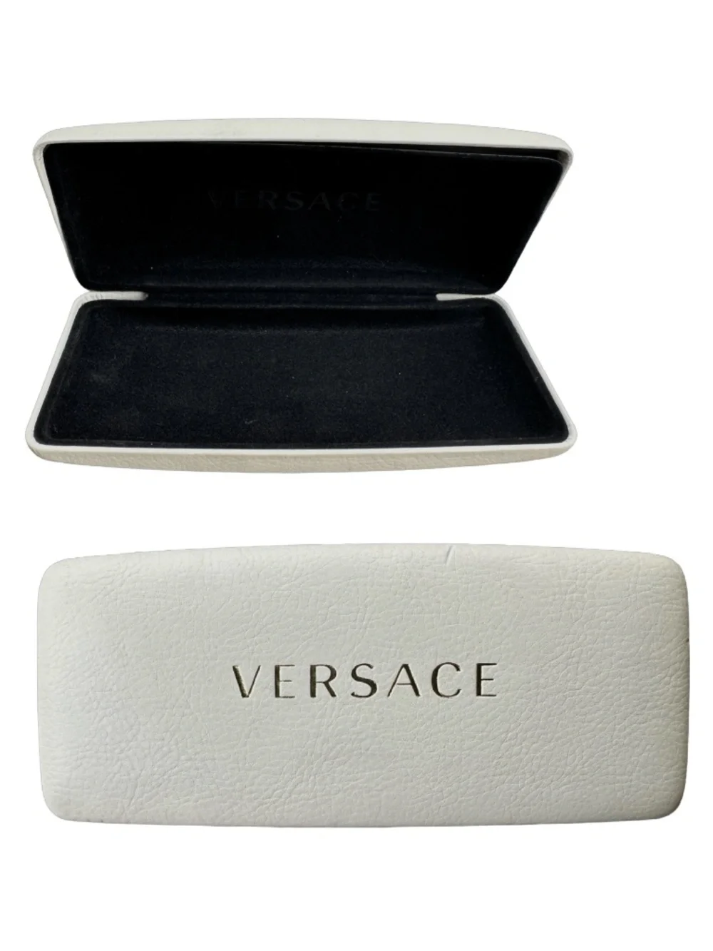 VERSACE Ivory Hardshell Eyewear Sunglasses Case 6 1/4” Rectangle